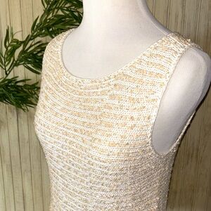 Sigrid Olsen hand knitted cotton & sequined sleeveless tank, size small, NWOT